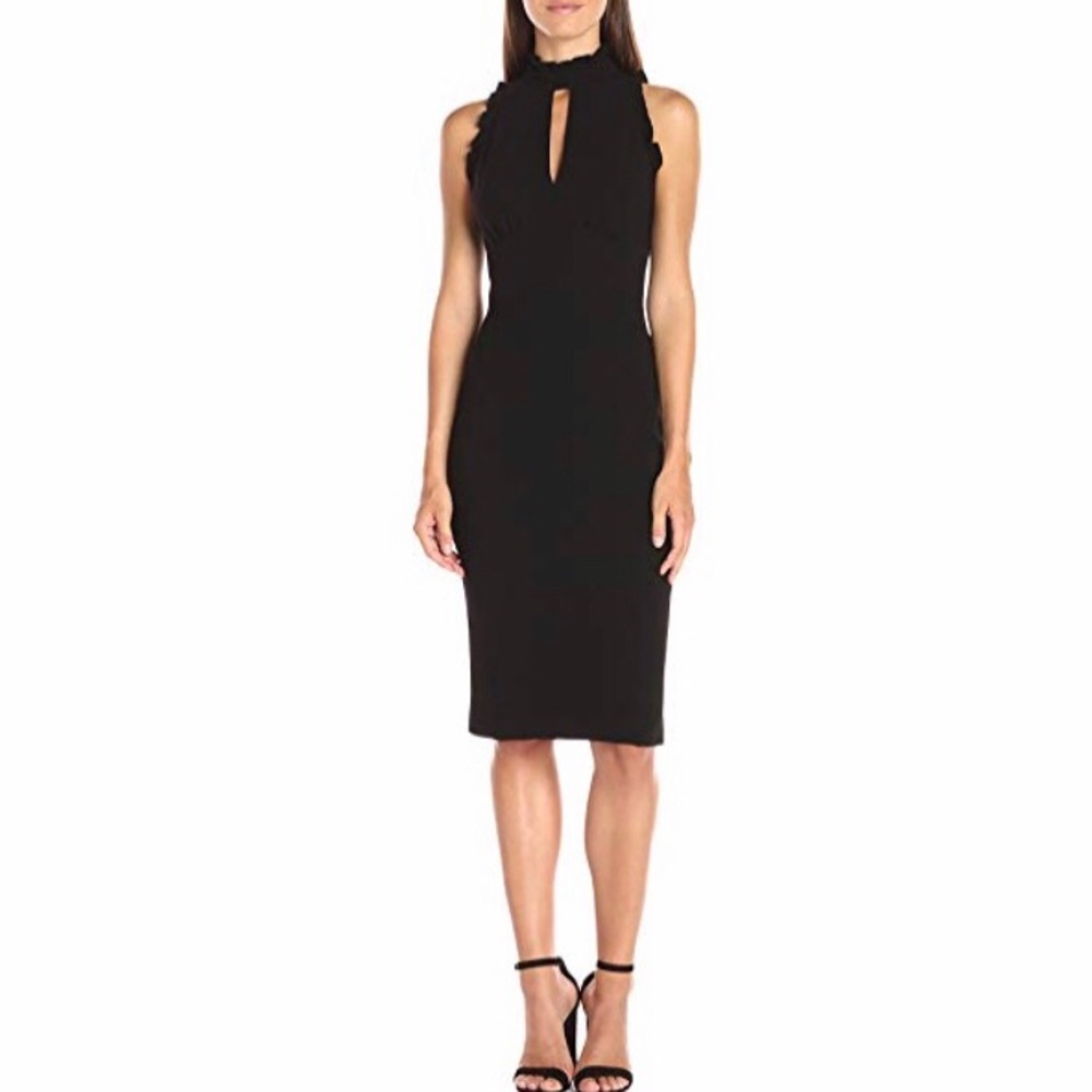 Shoshanna Black Ruffle Giana Sleeveless Gown Sz 4